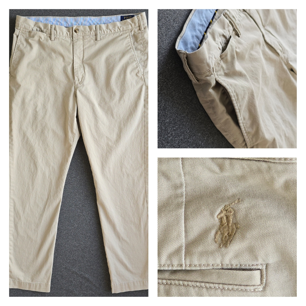 Polo Ralph Lauren The Polo Chino Pants Mens 38x30 Beige Stretch Straight Fit